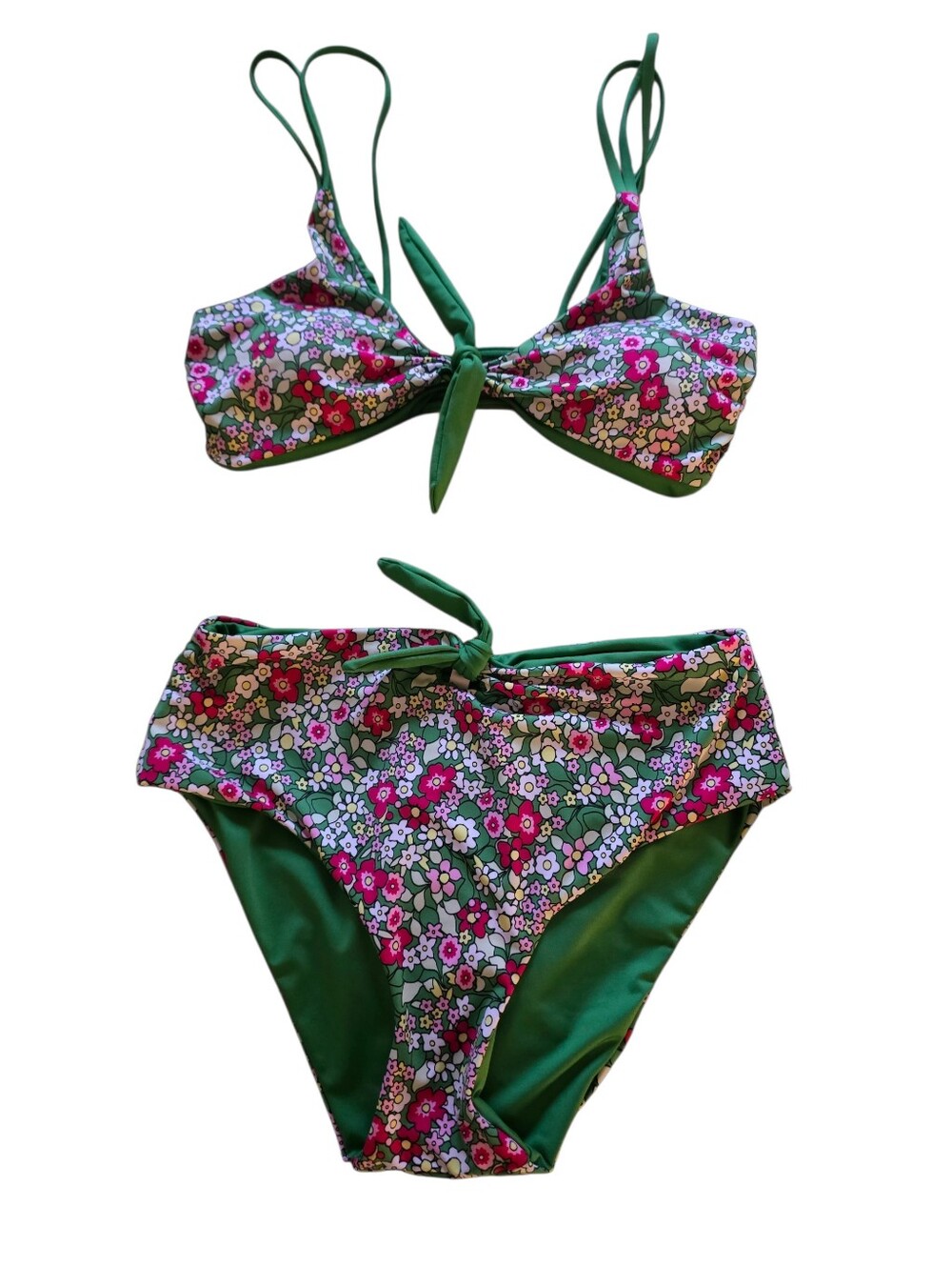 La Vie En Rose Aqua Ditsy Blooming Reversible Bikini - Picture 5 of 8